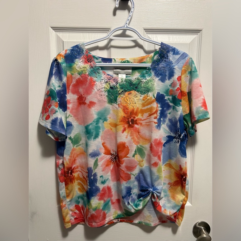 Alfred Dunner Colorful Floral Short Sleeve Top